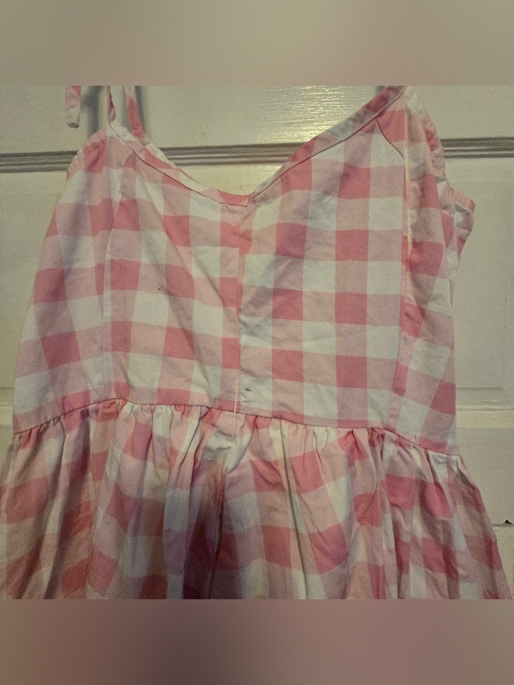 Unique Vintage Adjustable Strap Pink Gingham Swing Dress - Picture 3 of 4
